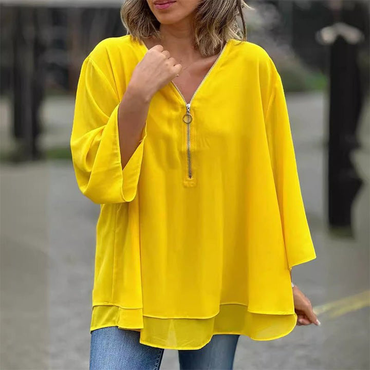 Lorena | Blusa de gasa con cremallera