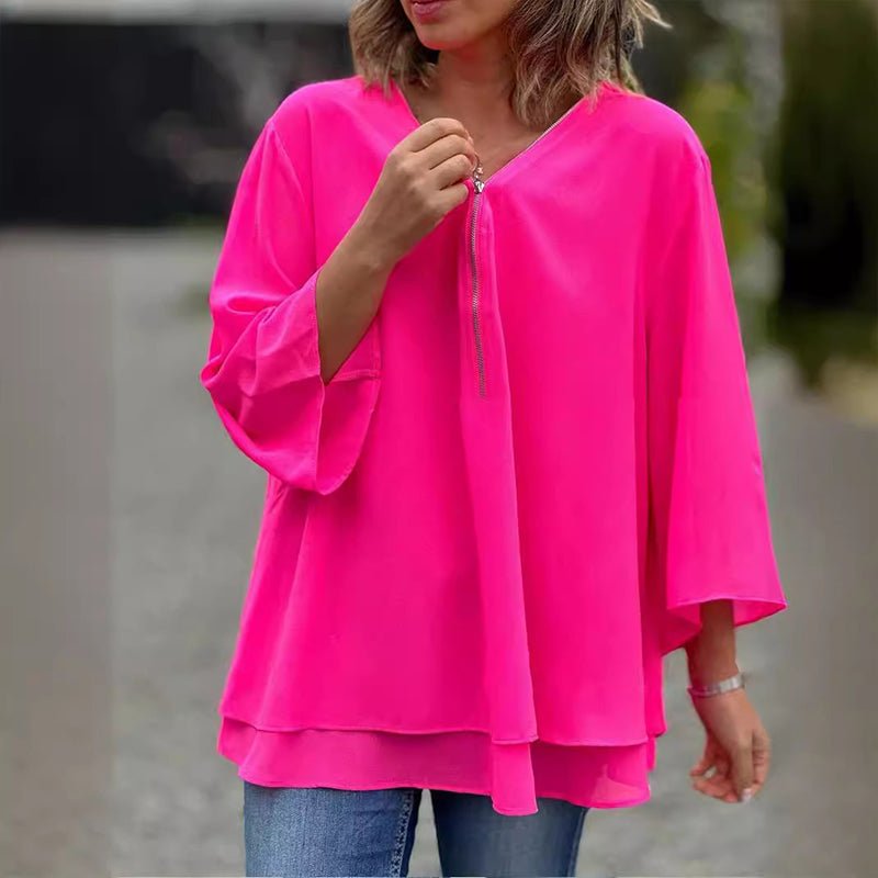 Lorena | Blusa de gasa con cremallera