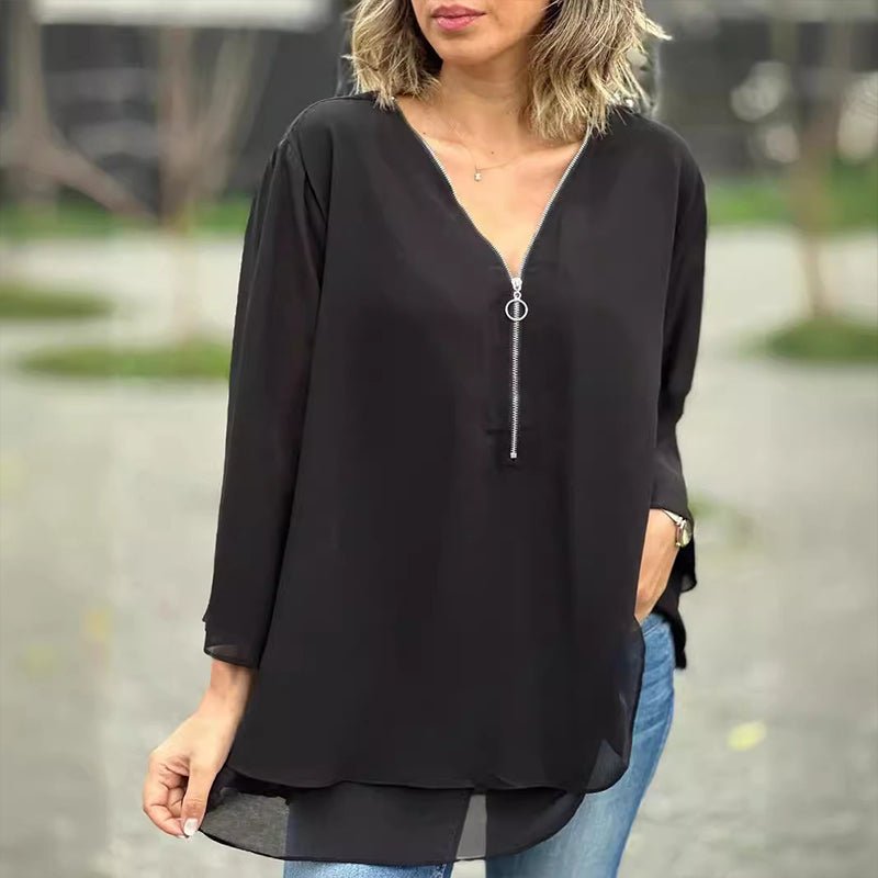 Lorena | Blusa de gasa con cremallera