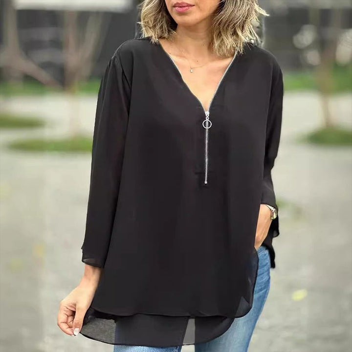 Lorena | Blusa de gasa con cremallera