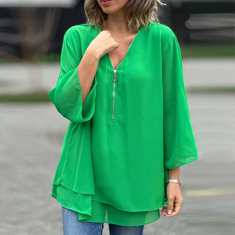 Lorena | Blusa de gasa con cremallera