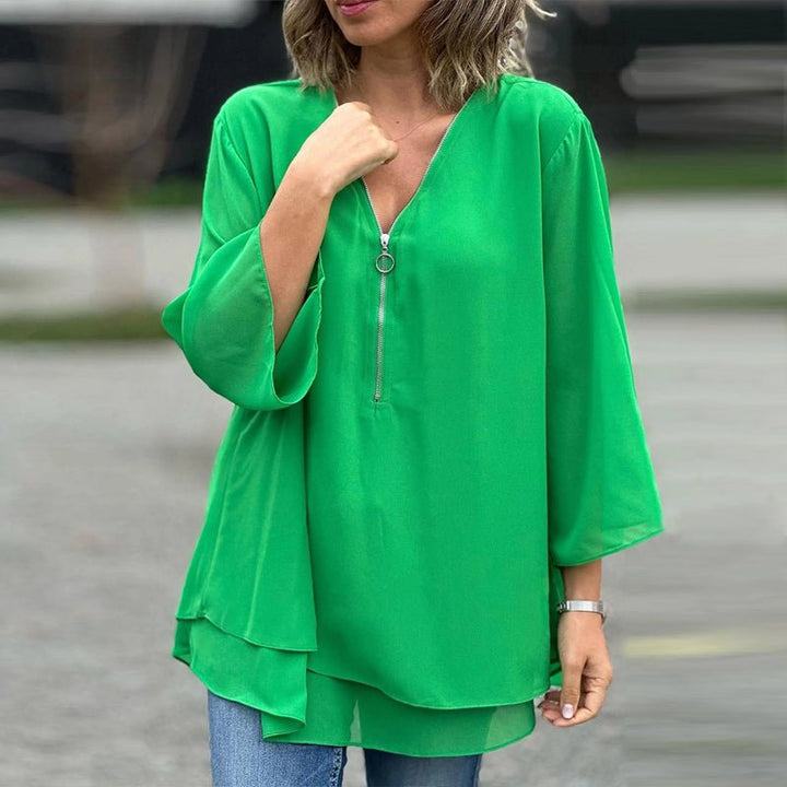 Lorena | Blusa de gasa con cremallera