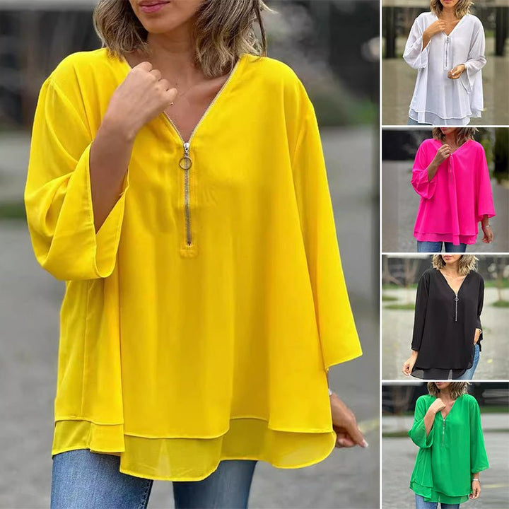 Lorena | Blusa de gasa con cremallera