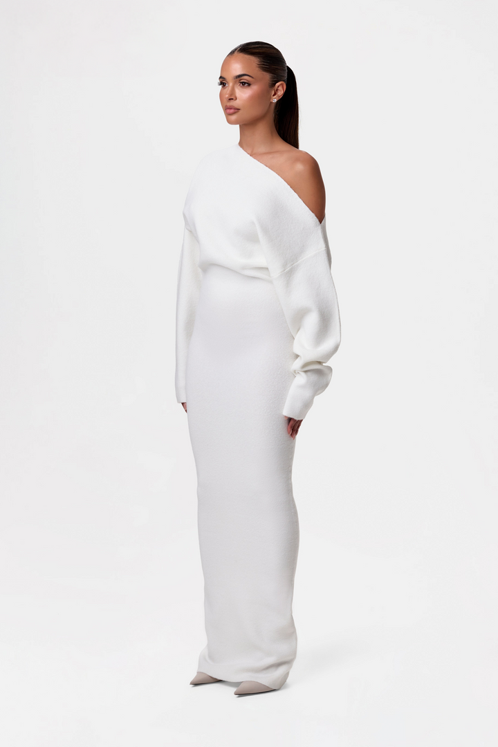 Celeste | Vestido de suéter con hombros descubiertos