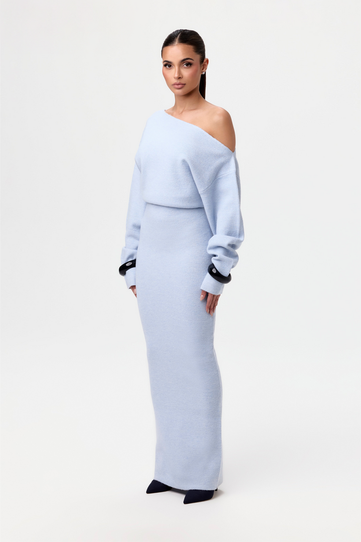 Celeste | Vestido de suéter con hombros descubiertos