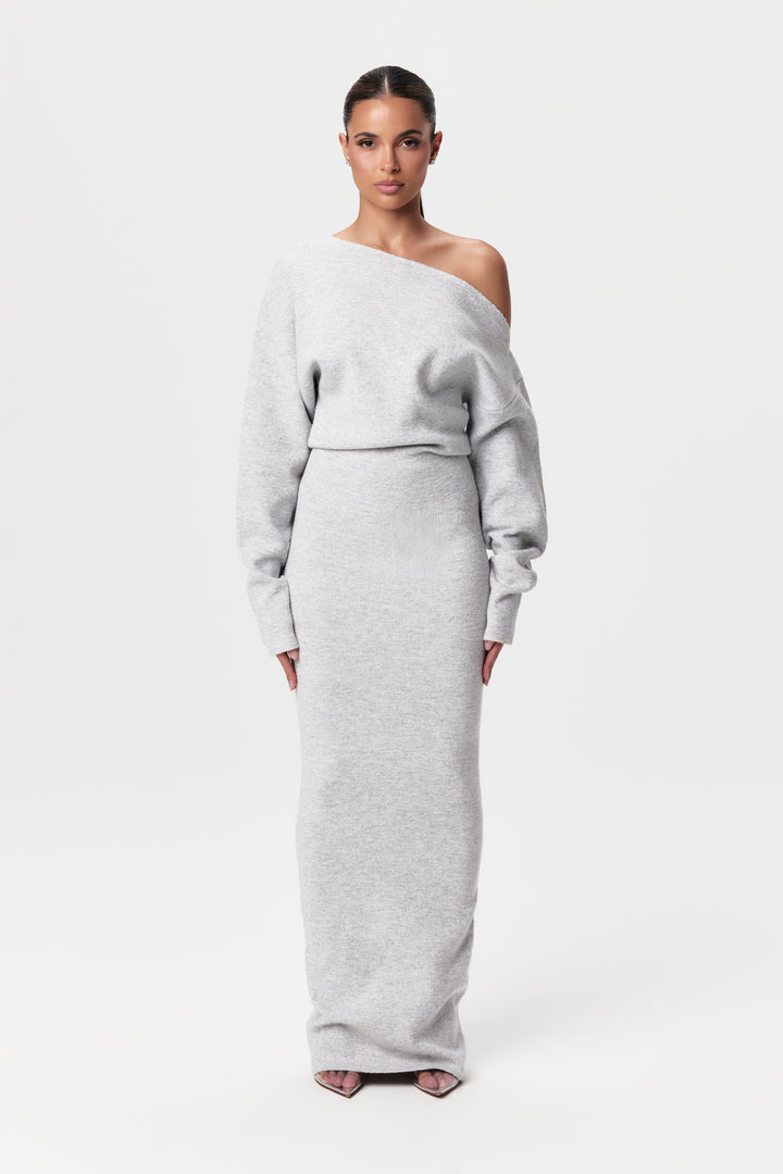 Celeste | Vestido de suéter con hombros descubiertos