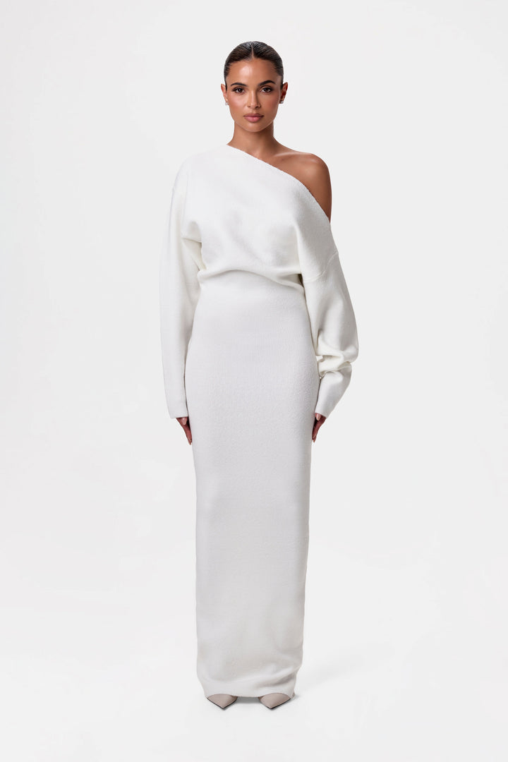 Celeste | Vestido de suéter con hombros descubiertos