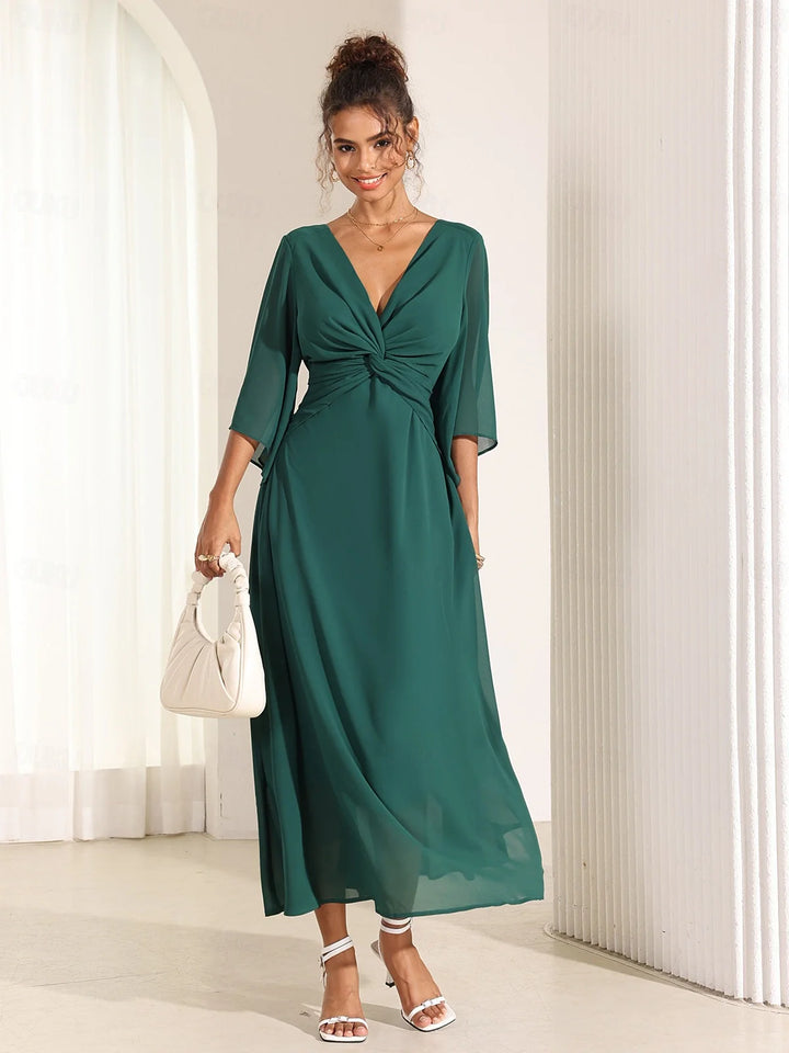 Elyiane™ | Elegante vestido largo de gasa con volantes