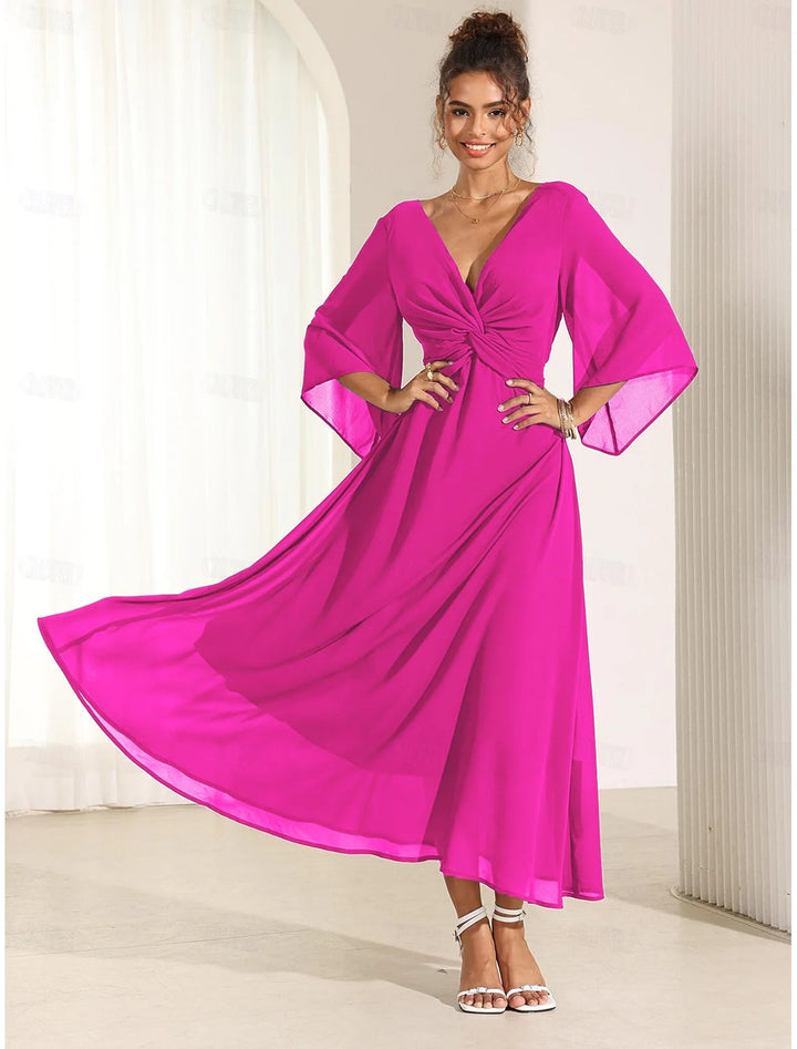 Elyiane™ | Elegante vestido largo de gasa con volantes