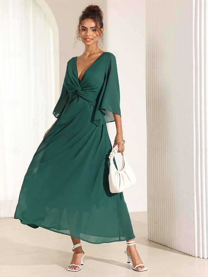 Elyiane™ | Elegante vestido largo de gasa con volantes