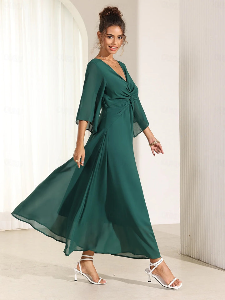 Elyiane™ | Elegante vestido largo de gasa con volantes
