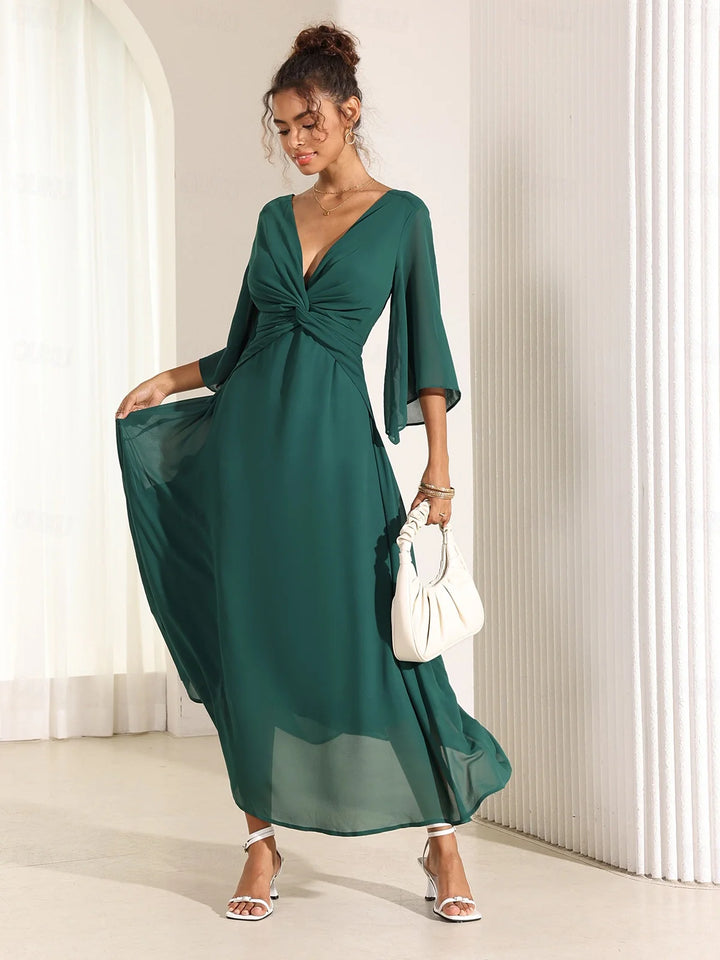 Elyiane™ | Elegante vestido largo de gasa con volantes