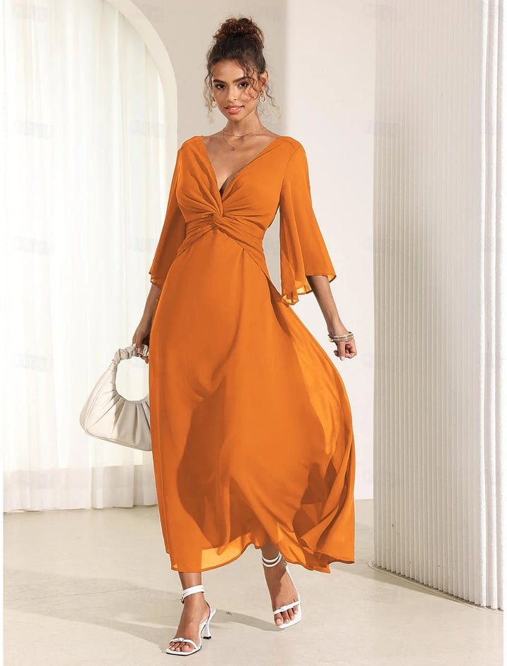 Elyiane™ | Elegante vestido largo de gasa con volantes