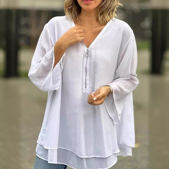 Lorena | Blusa de gasa con cremallera