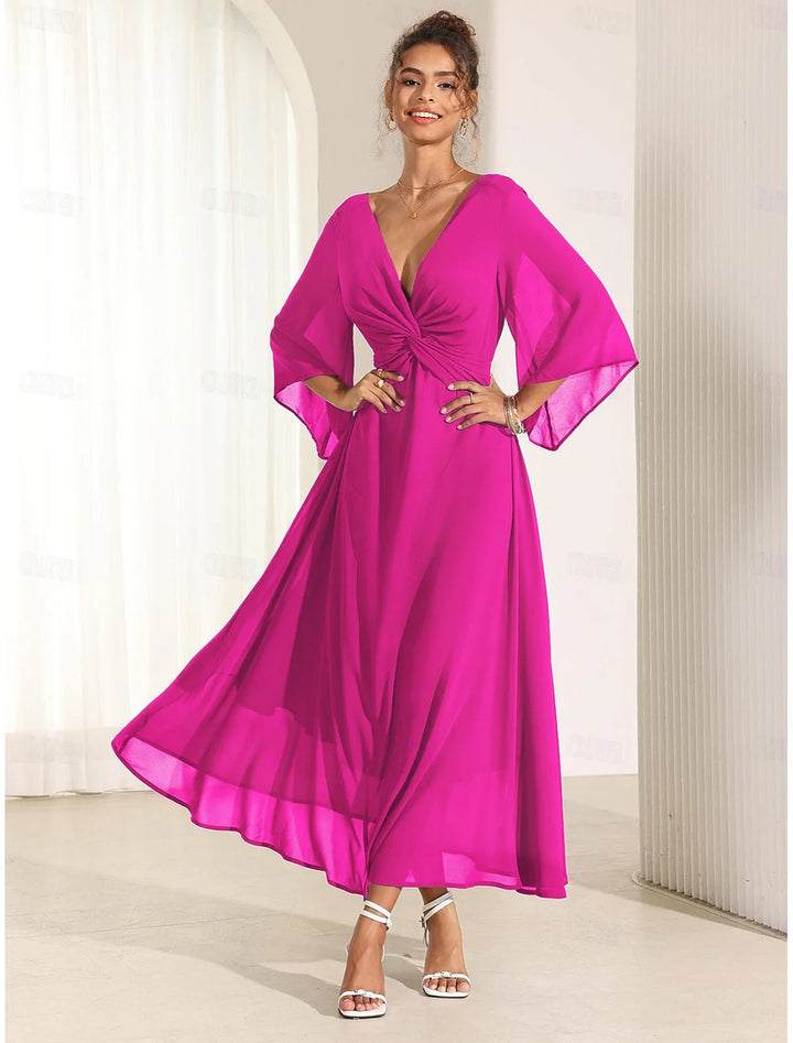 Elyiane™ | Elegante vestido largo de gasa con volantes