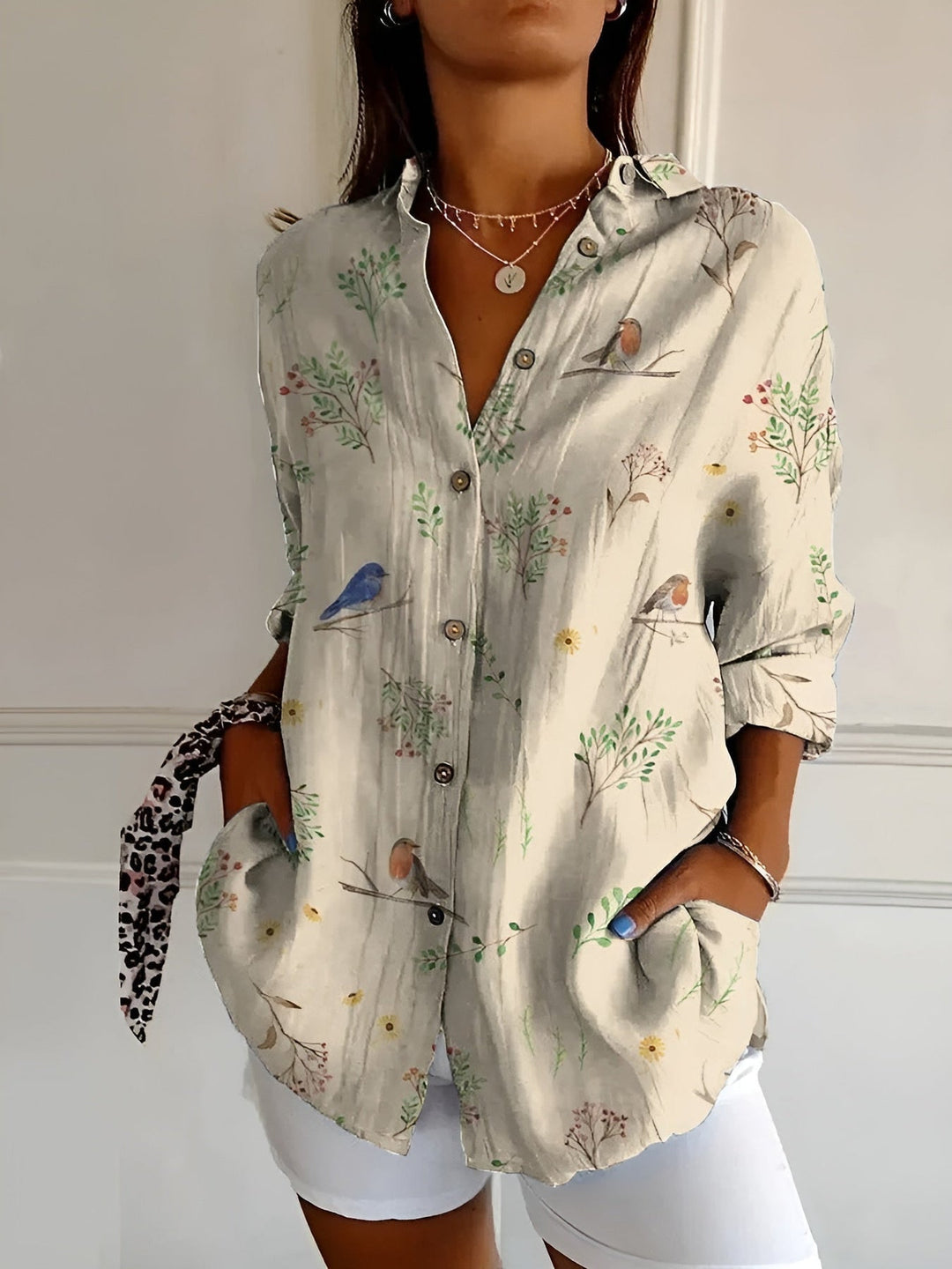 Zara - Blusa casual con flores y ondas