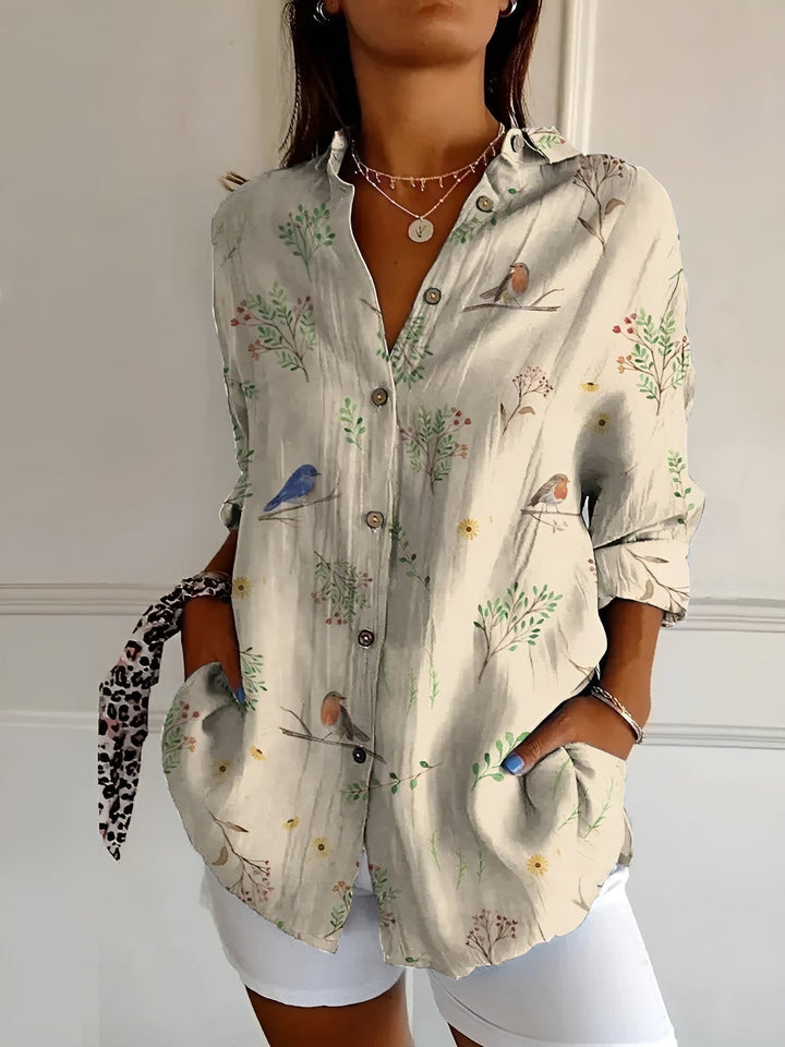 Zara - Blusa casual con flores y ondas