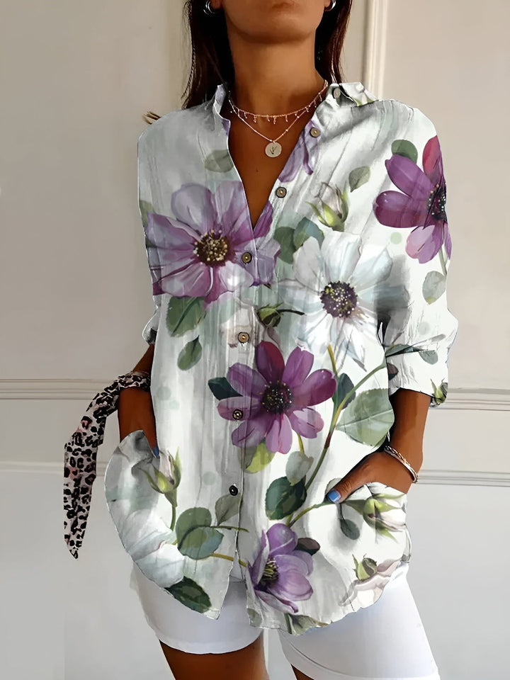 Zara - Blusa casual con flores y ondas