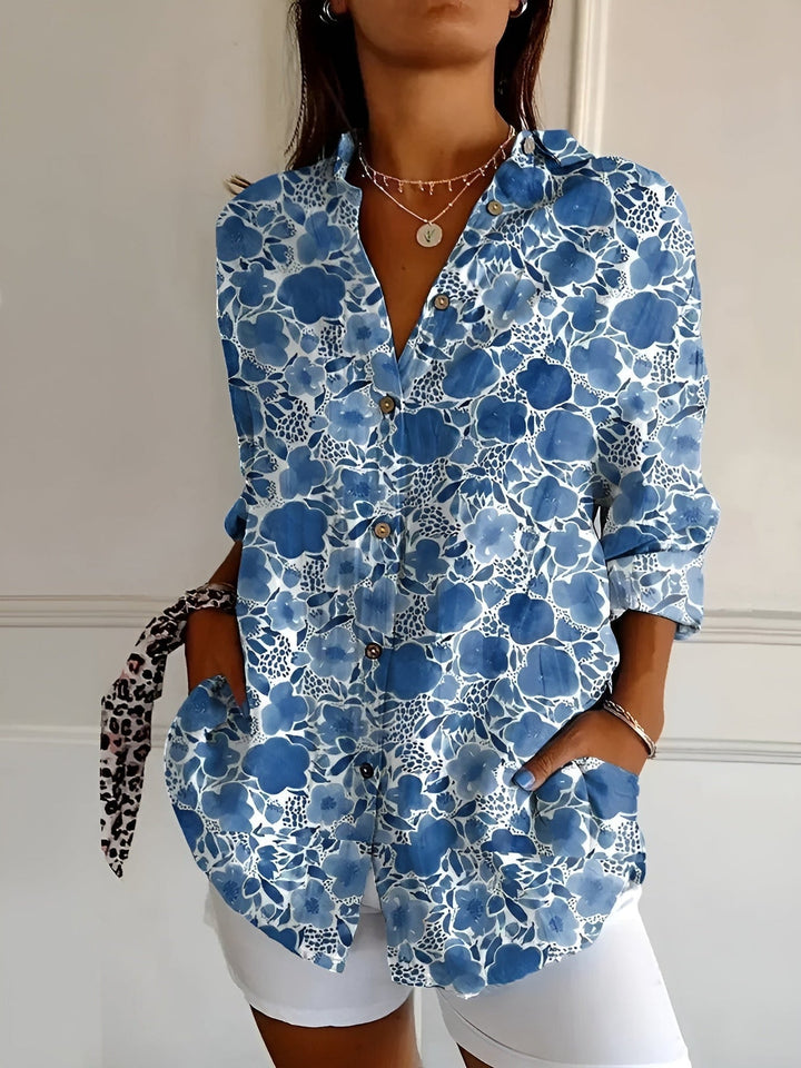 Zara - Blusa casual con flores y ondas