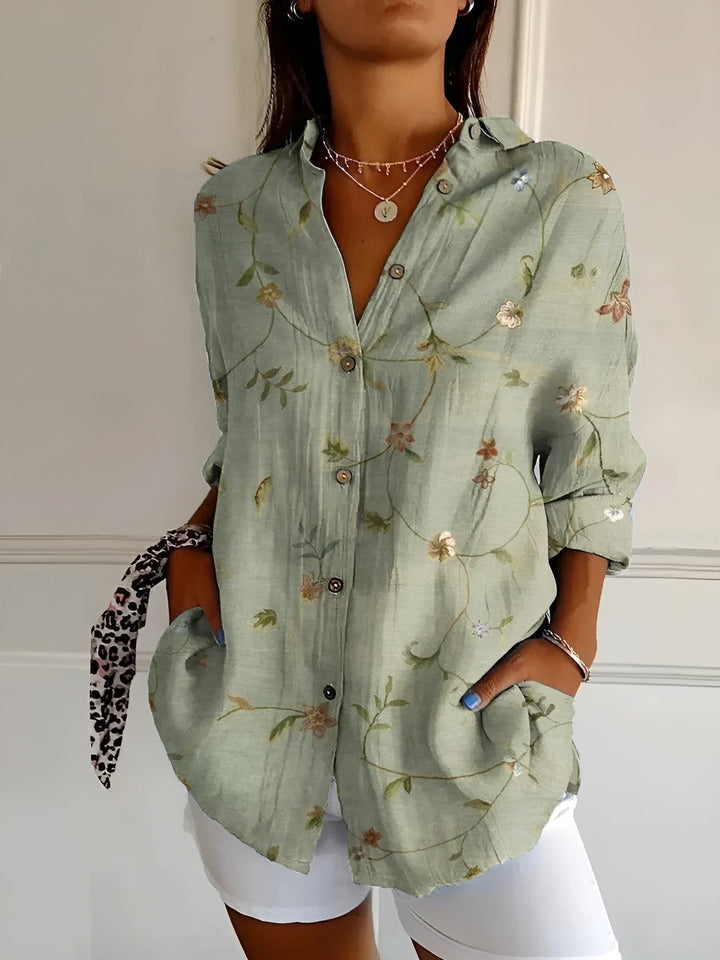 Zara - Blusa casual con flores y ondas