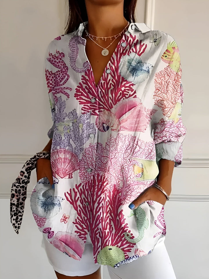 Zara - Blusa casual con flores y ondas
