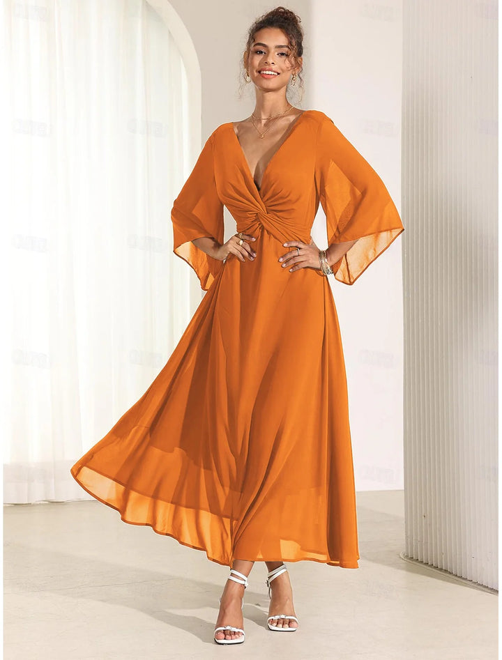 Elyiane™ | Elegante vestido largo de gasa con volantes
