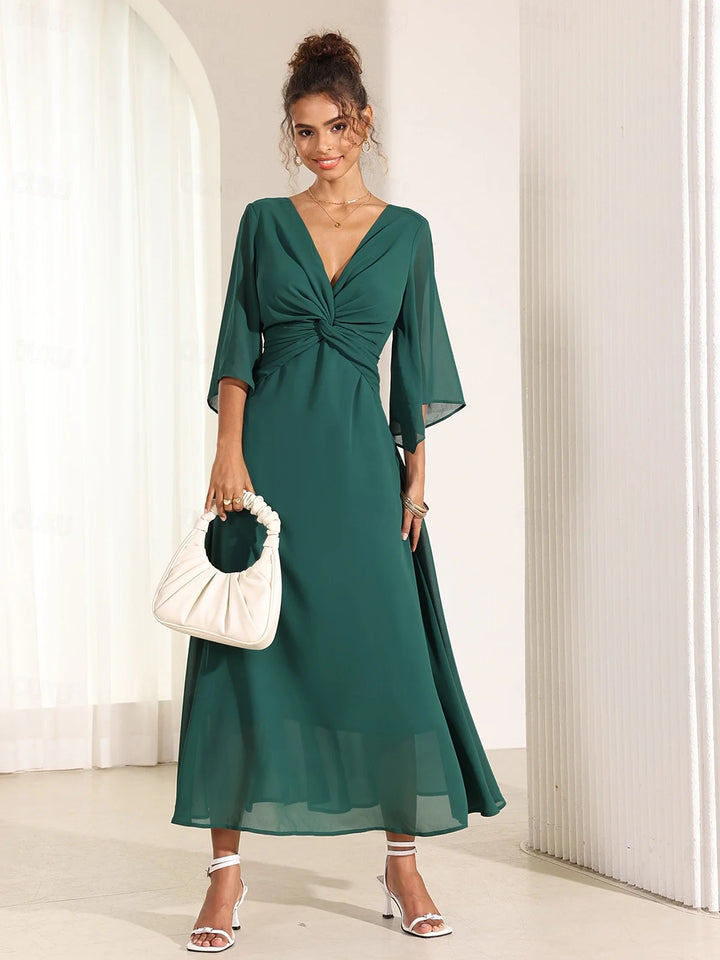 Elyiane™ | Elegante vestido largo de gasa con volantes