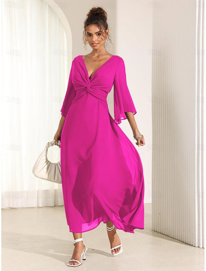 Elyiane™ | Elegante vestido largo de gasa con volantes