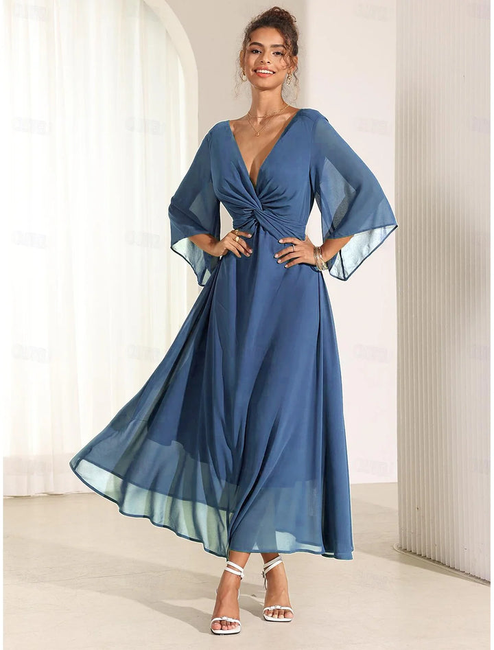 Elyiane™ | Elegante vestido largo de gasa con volantes